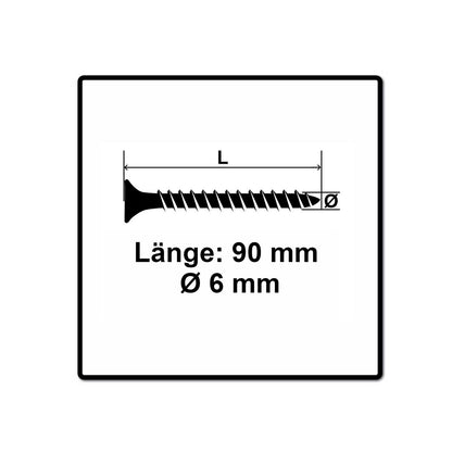 Fischer Vis pour panneaux de particules Power-Fast II FPF II 6.0x90 mm - 100 pièces (670487) tête fraisée + Filetage partiel Torx, galvanisée, passivée bleue