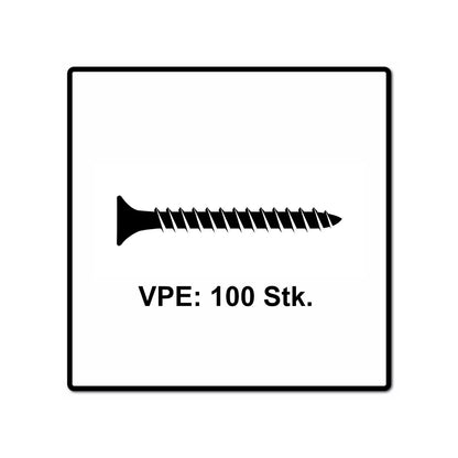 Fischer Vis pour panneaux de particules Power-Fast II FPF II 6.0x90 mm - 100 pièces (670487) tête fraisée + Filetage partiel Torx, galvanisée, passivée bleue