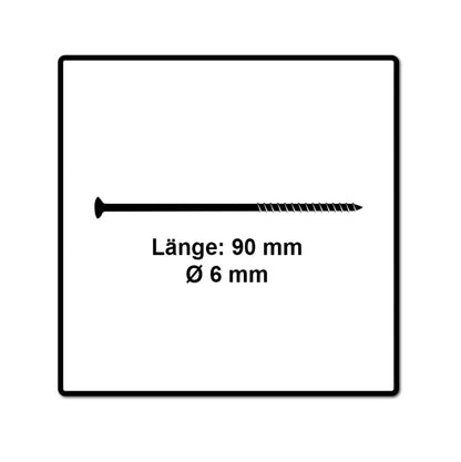 Fischer Vis pour panneaux de particules Power-Fast II FPF II 6.0x90 mm - 200 pièces (670647) tête fraisée + Filetage partiel Torx, zinguée, passivée bleue