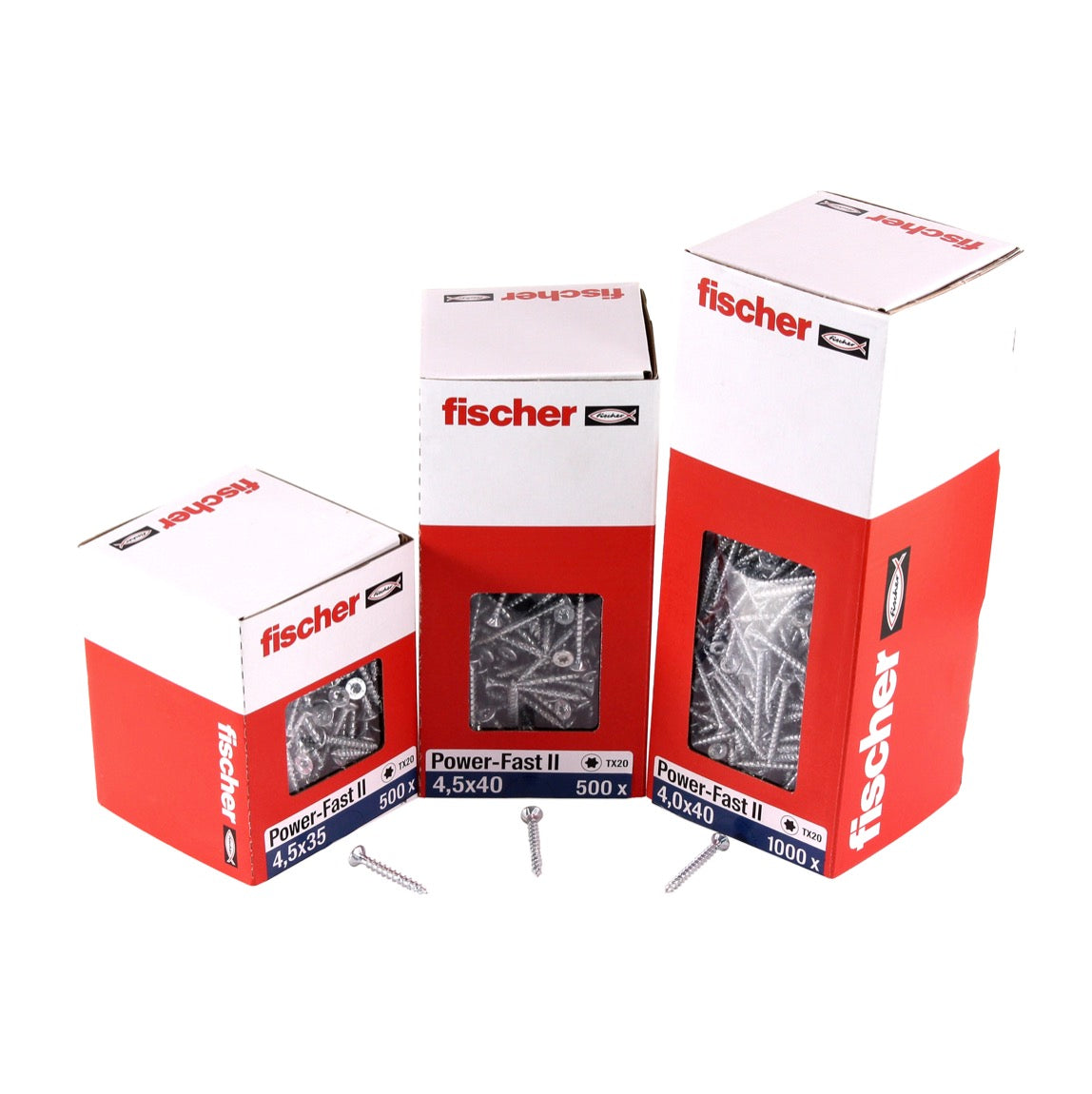 Fischer Power-Fast II FPF II Vis à bois aggloméré 3,0x16mm, Tête ronde, Torx, Filetage partiel, Zingué blanc, Passivé bleu, 200pcs. (670057)