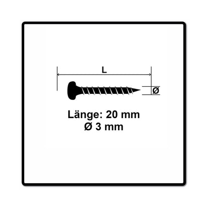 Fischer Power-Fast II FPF II Vis à bois aggloméré 3,0x20mm,Tête ronde, Torx , Filetage total, Zingué blanc, Passivé bleu, 200pcs. (670058)