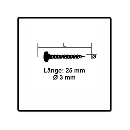 Fischer Power-Fast II FPF II Vis à bois aggloméré 3,0x25mm,Tête ronde, Torx , Filetage partiel, Zingué blanc, Passivé bleu, 200pcs. (670059)