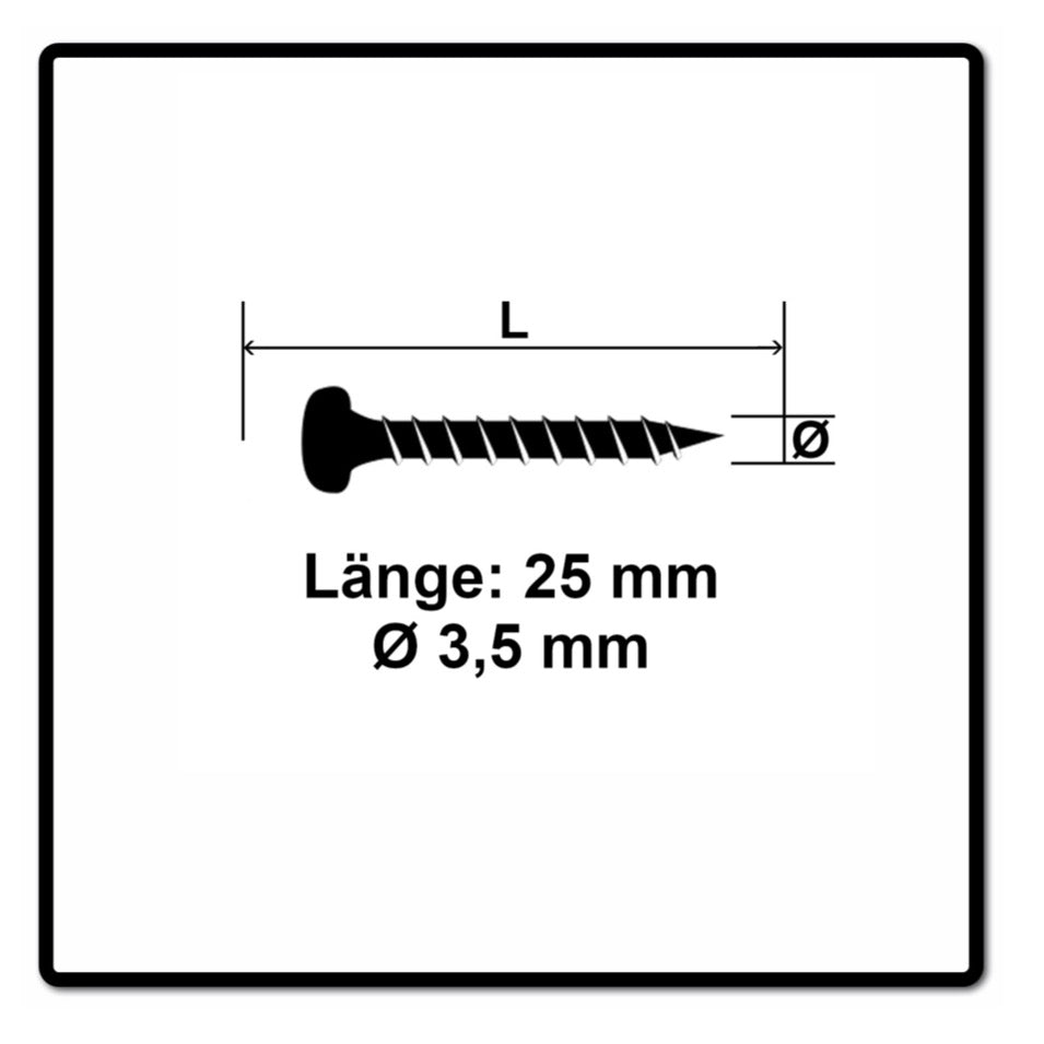 Fischer Power-Fast II FPF II Vis à bois aggloméré 3,5x25mm,Tête ronde, Torx, Filetage total, Zingué blanc, Passivé bleu, 200pcs. (670101)