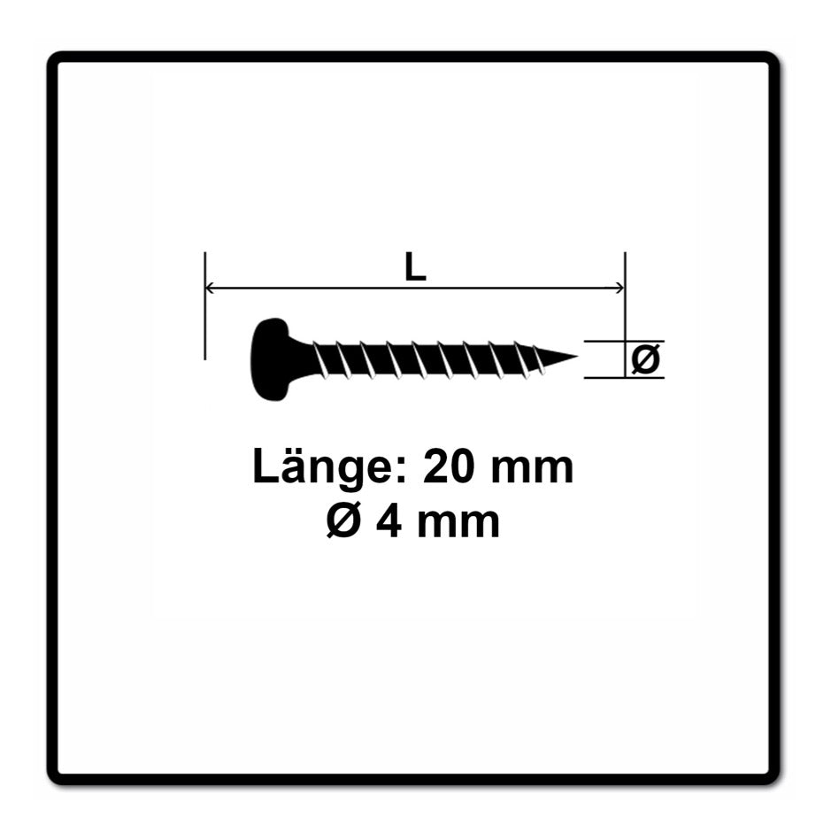 Fischer Power-Fast II FPF II Vis à bois aggloméré 4,0x20mm,Tête ronde, Torx, Filetage total, Zingué blanc, Passivé bleu, 200pcs. (670235)