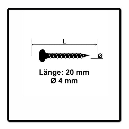 Fischer Power-Fast II FPF II Vis à bois aggloméré 4,0x20mm,Tête ronde, Torx, Filetage total, Zingué blanc, Passivé bleu, 200pcs. (670235)