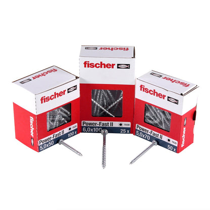 Fischer Power-Fast II FPF II Vis à bois aggloméré 4,0x30mm,Tête ronde, Torx, Filetage total, Zingué blanc, Passivé bleu, 200pcs. (670237)