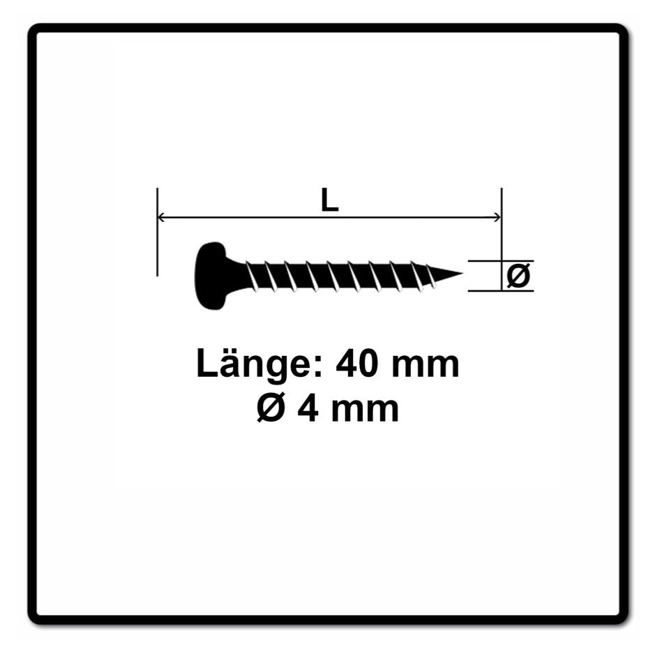 Fischer Power-Fast II FPF II Vis à bois aggloméré 4,0x40mm,Tête ronde, Torx, Filetage total, Zingué blanc, Passivé bleu, 200pcs. (670239)