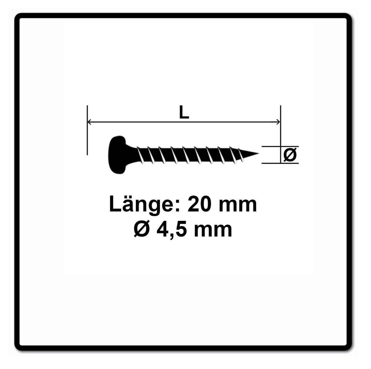 Fischer Power-Fast II FPF II Vis à bois aggloméré 4,5x20mm,Tête ronde, Torx , Filetage total, Zingué blanc, Passivé bleu, 200pcs. (670328)