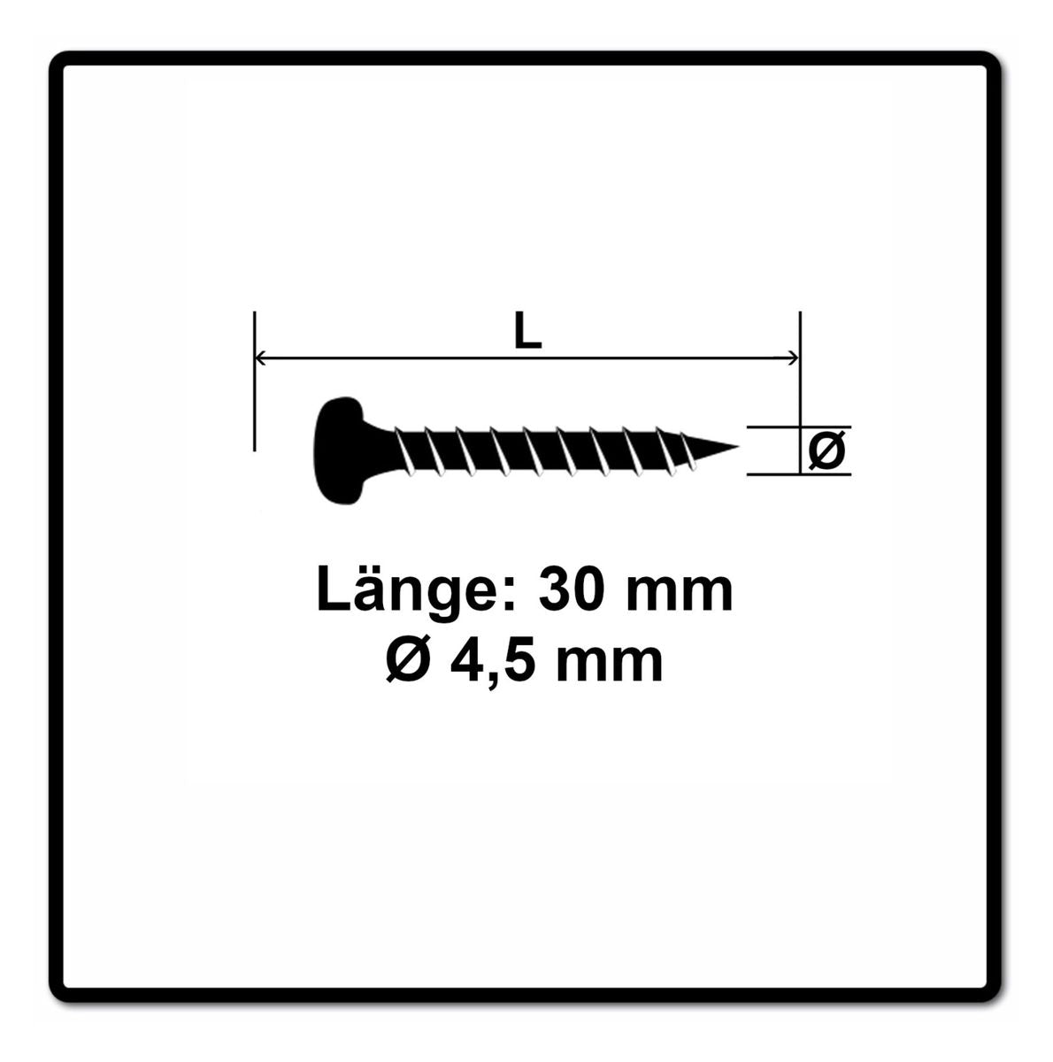 Fischer Power-Fast II FPF II Vis à bois aggloméré 4,5x30mm,Tête ronde, Torx , Filetage total, Zingué blanc, Passivé bleu, 200pcs. (670330)