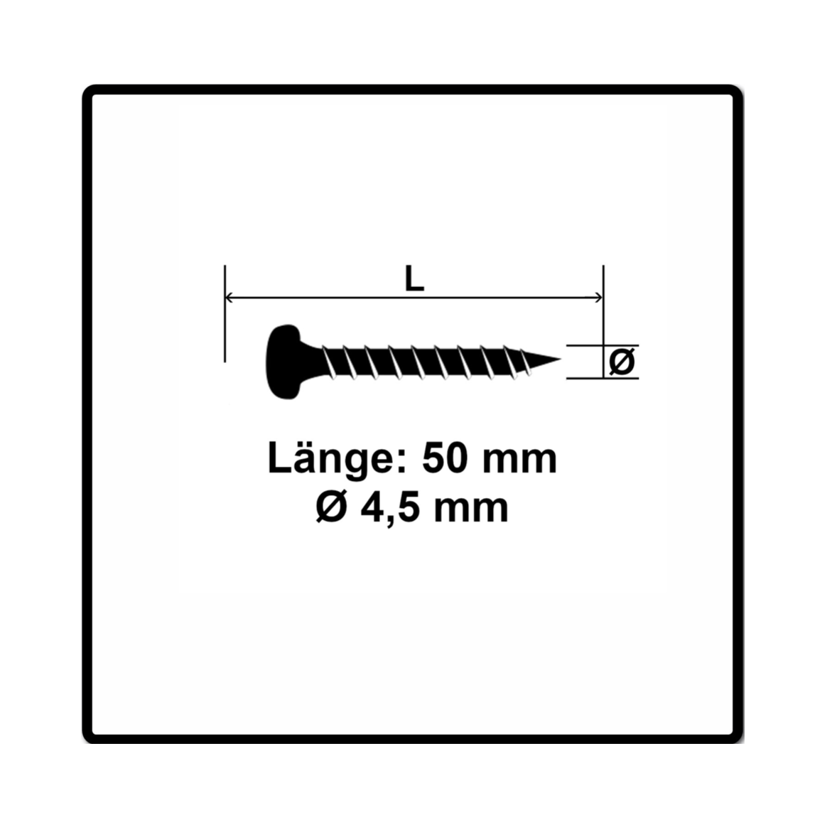 Fischer Power-Fast II FPF II Vis à bois aggloméré 4,5x50mm, Tête ronde, Torx, Filetage total, Zingué et passivé bleu, 200 pcs. (670636)