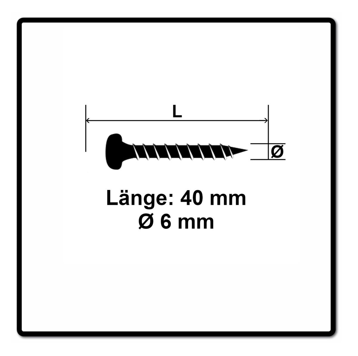 Fischer Power-Fast II FPF II Vis à bois aggloméré 6,0x40 mm, Tête panoramique avec étoile intérieure TX Filetage partiel galvanisé, bleu passivé, 100 pcs. ( 670530 )