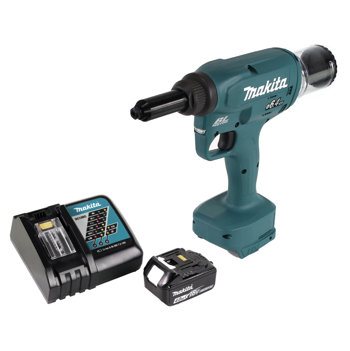 Makita DRV 250 RM1 Riveteuse aveugle sans fil 18V 20kN brushless + 1x Batterie 4.0Ah + Chargeur