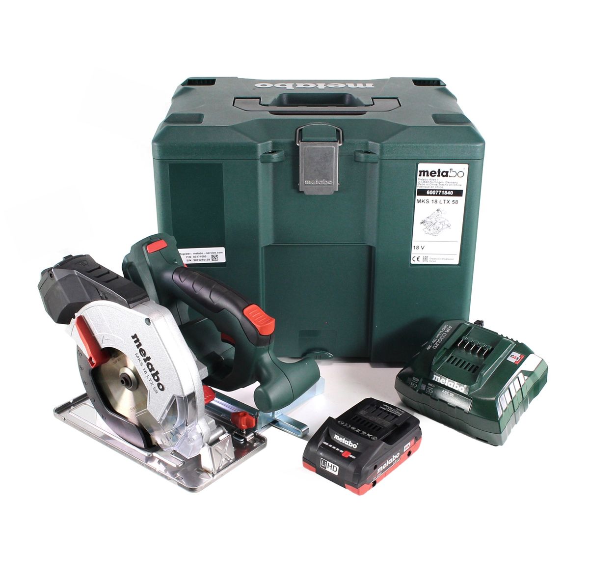 Metabo MKS 18 LTX 58 Akku Metall Handkreissäge 18V 165 mm ( 600771840 ) + 1x Akku 4,0Ah + Ladegerät + MetaLoc