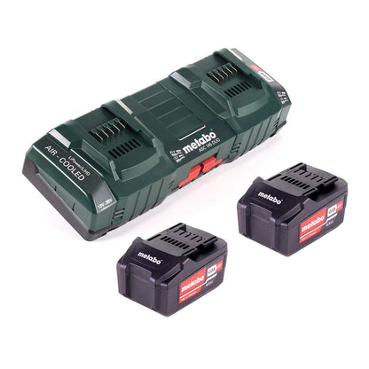 Kit de base Metabo 2x batterie Li-Power 18 V 4,0 Ah CAS batterie Li-Ion (2x 625591000) + double chargeur ASC 145 DUO (627495000)