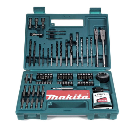 Makita DHP 453 SFTK W Akku Schlagbohrschrauber 18 V 42Nm + 1x Akku 3,0Ah + Ladegerät + 100 tlg. Bit Bohrer Set + Koffer