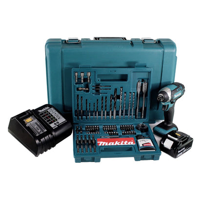 Makita DTD 152 SFK Visseuse à chocs sans fil 18V 165Nm 1/4" + 1x Batterie 3.0Ah + Chargeur + Jeu de 100 forets + Mallette