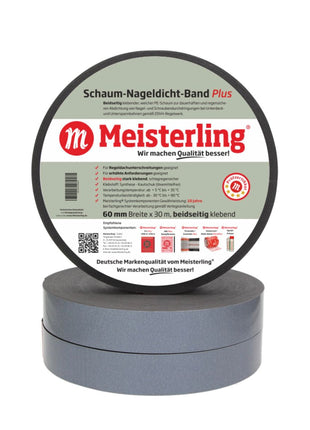 Meisterling Ruban d'étanchéité en mousse pour clous plus 3 mm x 60 mm x 30 m (006050000110)