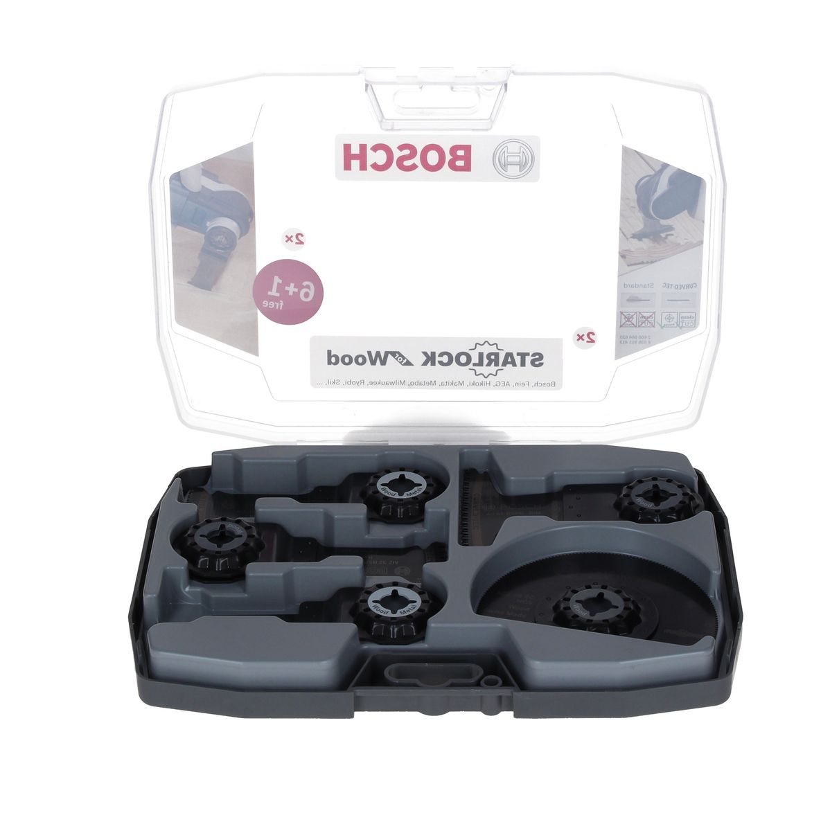 Bosch Starlock Set d'accessoires spécial bois pour outil multifonction, 7 pcs. + Coffret (2608664623)