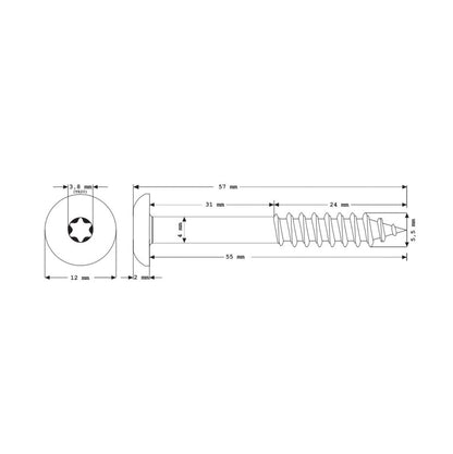 Meisterling Vis de façade 5,5x55 mm, 100 pcs., tête plate 12 mm, filetage partiel, empreinte Torx, acier inoxydable V4A, blanc (010030000411)