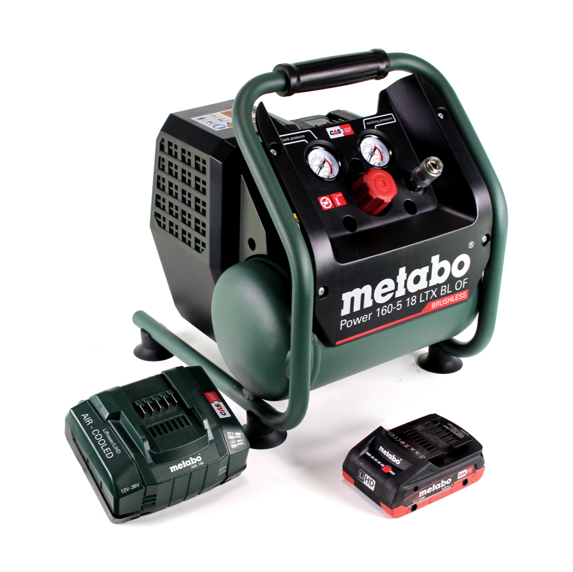 Compresseur à batterie Metabo Power 160-5 18 LTX BL OF 18 V 8,0 bar sans balais + 1x batterie LiHD 4,0 Ah + chargeur