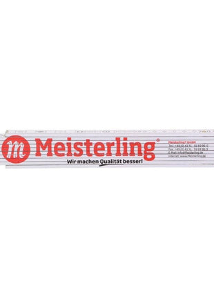 Meisterling Zollstock Gliedermaßstab weiß mit roter Schrift ( 090100000031 )  2m mit Winkelgradskala und Stahlfedern