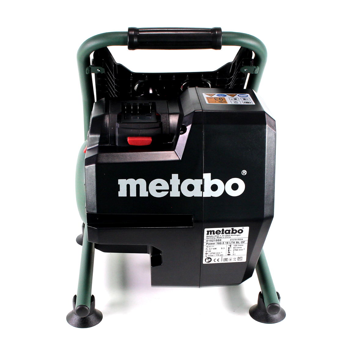 Compresseur à batterie Metabo Power 160-5 18 LTX BL OF 18 V 8,0 bar sans balais + 1x batterie LiHD 8,0 Ah - sans chargeur