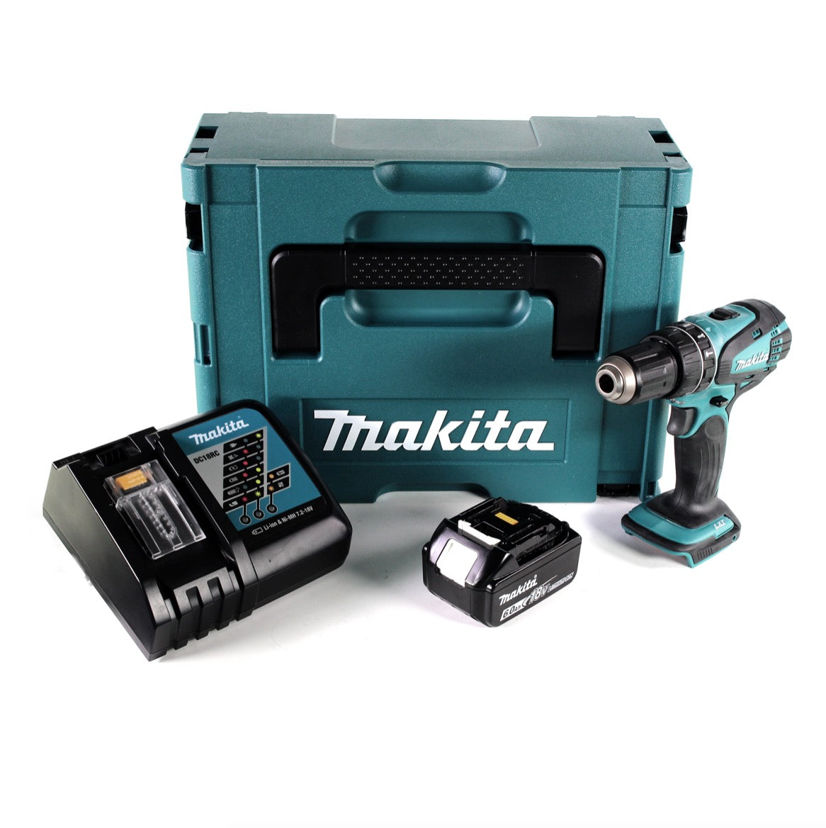 Makita DHP 456 RG1J Akku Schlagbohrschrauber 18 V 50 Nm + Makpac + 1x 6,0Ah Akku + Ladegerät