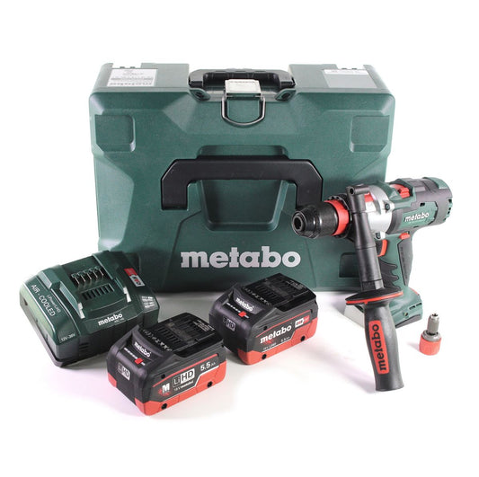 Perceuse à percussion sans fil Metabo SB 18 LTX-3 BL QI 18 V 120 Nm sans balais + 2 batteries LiHD 5,5 Ah + chargeur + métaBOX