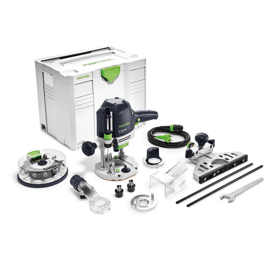 Festool OF 1400 EBQ-PLUS Oberfräse 1400W 70mm Hub ( 574398 ) + Zubehör + Box-OF-S 8/10x HW Fräser Box 10 tlg. + Systainer - Toolbrothers