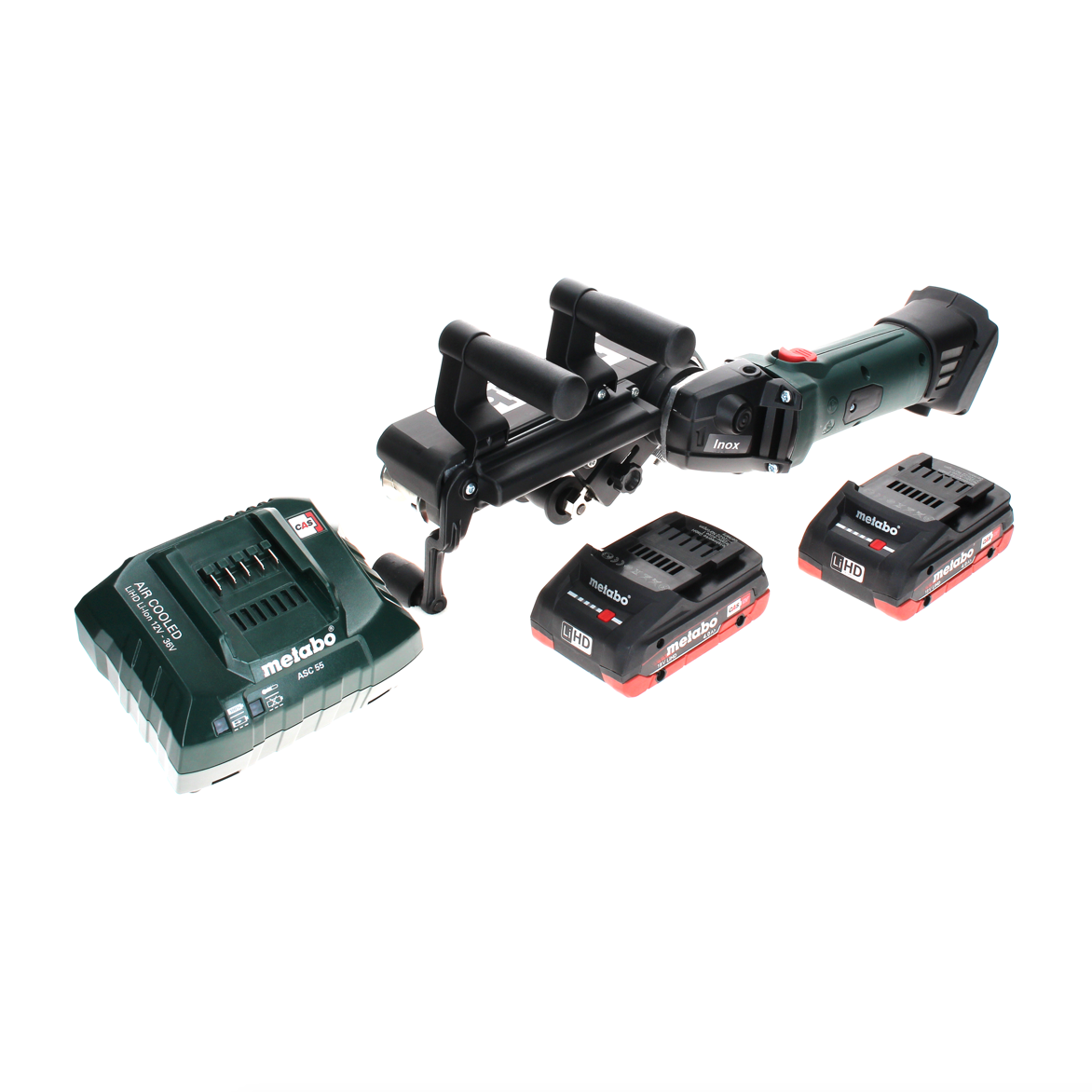 Metabo RB 18 LTX 60 Akku Rohrbandschleifer 18 V 60 mm + 2x LiHD Akku 4,0 Ah + Ladegerät