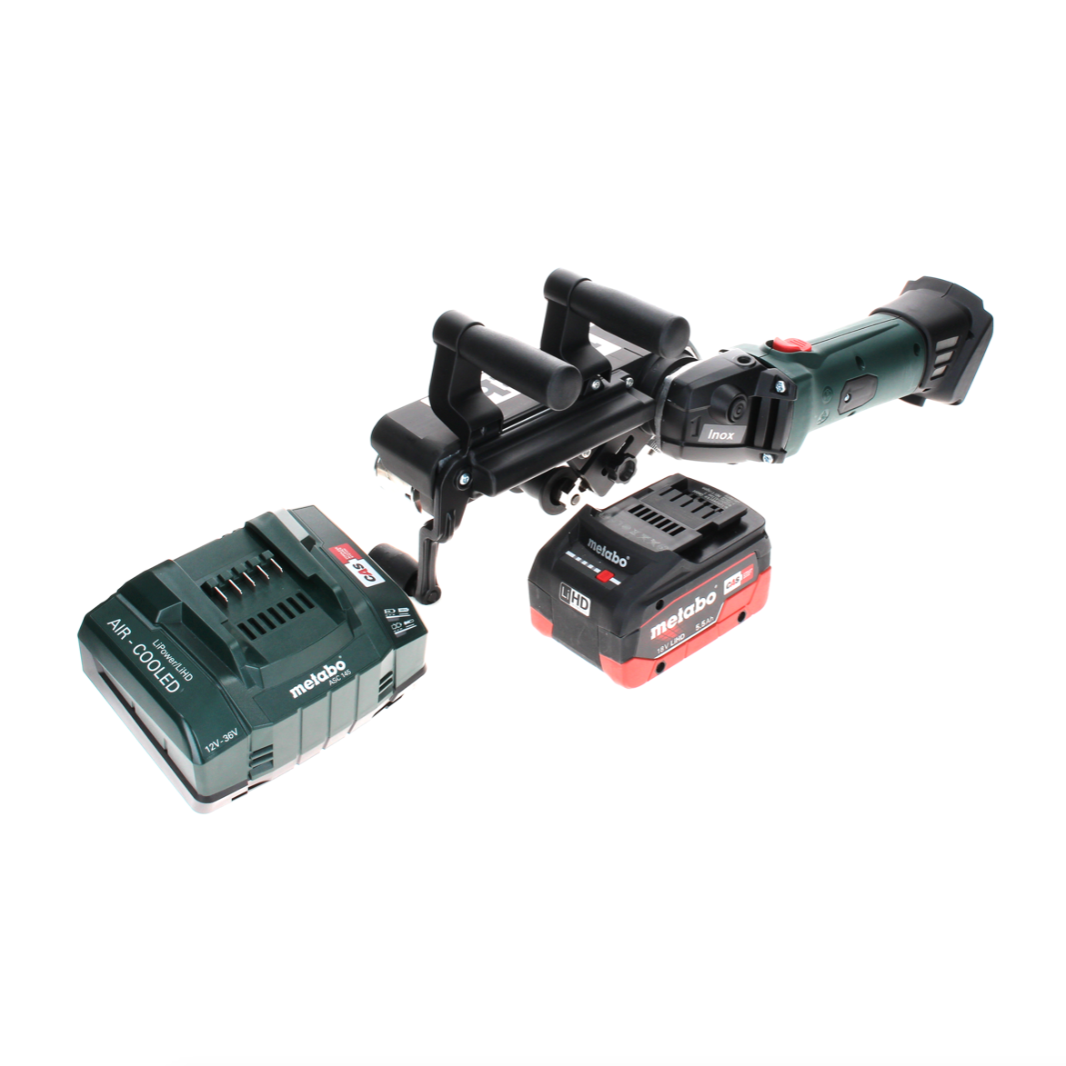 Ponceuse à bande à batterie Metabo RB 18 LTX 60 18 V 60 mm + 1 batterie LiHD 5,5 Ah + chargeur