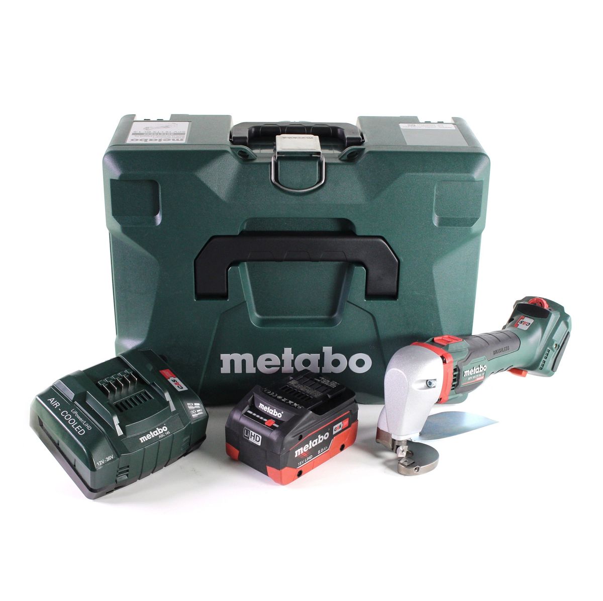 Metabo SCV 18 LTX BL 1,6 Cisaille à tôle sans fil 18V Brushless + 1x Batterie LiHD 8,0 Ah + Chargeur + Coffret MetaLoc