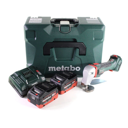 Metabo SCV 18 LTX BL 1.6 Cisaille à tôle sans fil 18V Brushless + 2x Batteries LiHD 8,0 Ah + Chargeur + Coffret MetaLoc