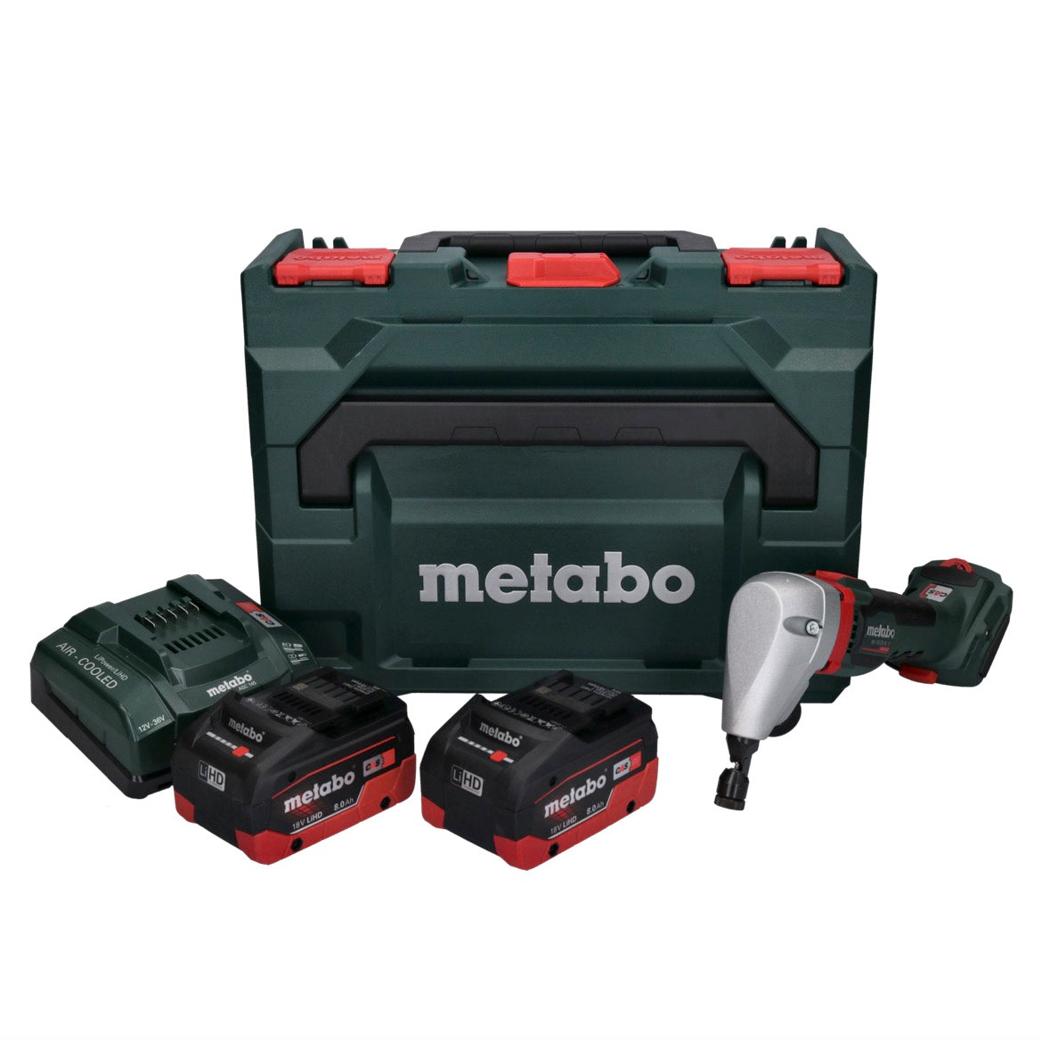 Metabo NIV 18 LTX BL 1.6 Grignoteuse sans fil 18 V grignoteuse brushless + 2x Batteries LiHD 8.0 Ah + Chargeur + metaBOX