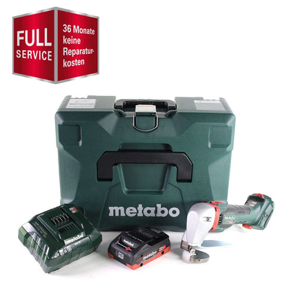 Metabo SCV 18 LTX BL 1.6 Cisaille à tôle sans fil Brushless + 1x Batterie LiHD 4,0 Ah, 18 V  + Chargeur + Coffret MetaLoc