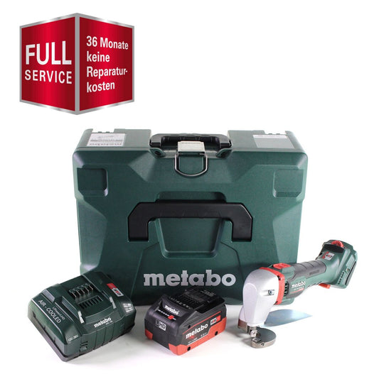 GRATIS 3 Jahre Full Service Rundum Schutz Metabo SCV 18 LTX BL 1.6 Akku Blechschere 18 V Brushless + 1x LiHD Akku 5,5 Ah + Ladegerät + MetaLoc