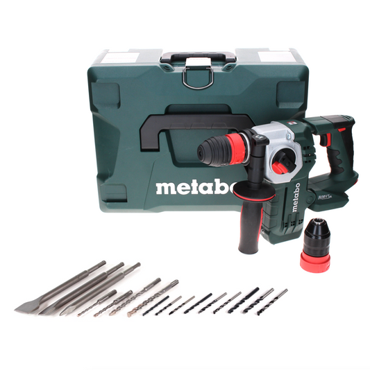 Metabo KHA 18 LTX BL 24 Marteau combiné sans fil Quick 18 V 2,2 J SDS-plus sans balais + burineur 16 pièces SDS plus + MetaLoc - sans batterie, sans chargeur