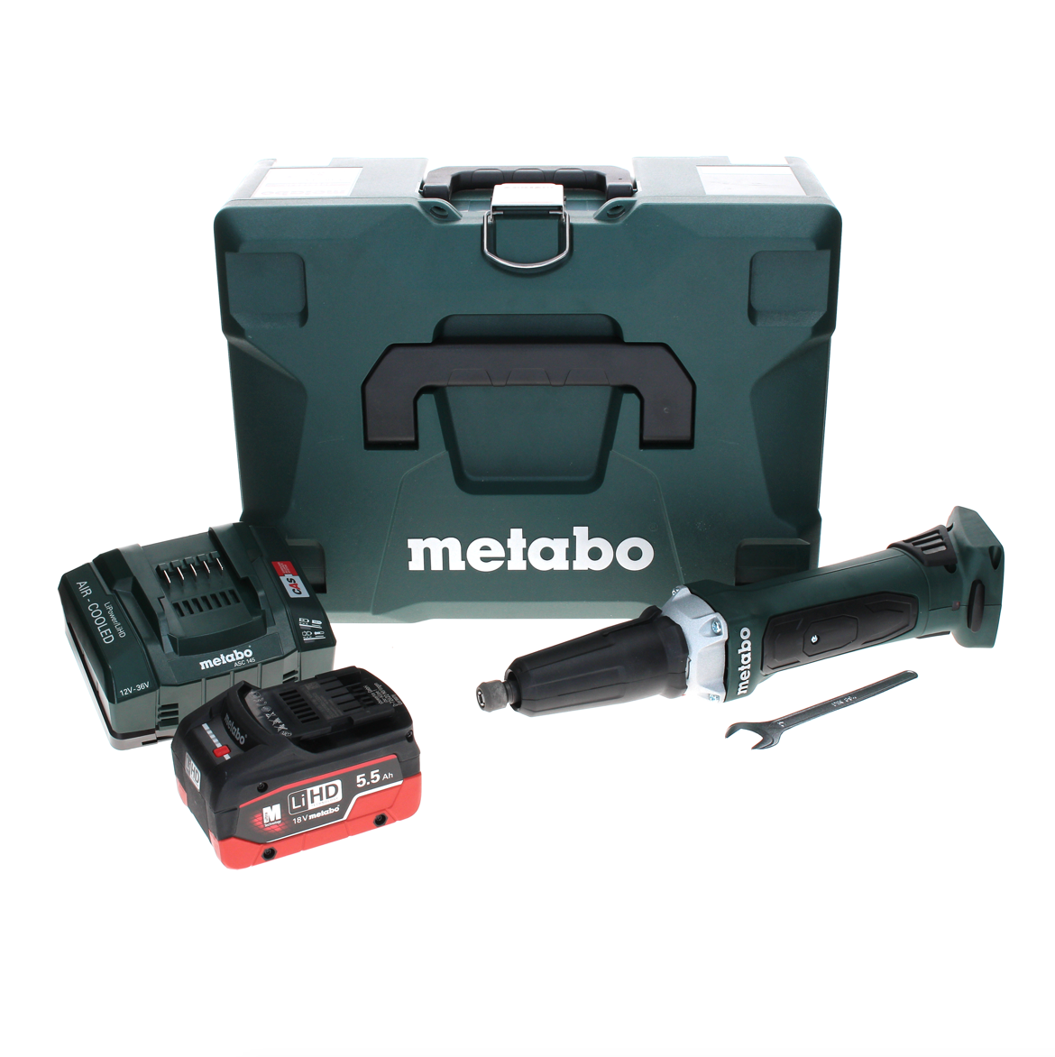 Meuleuse droite à batterie Metabo GA 18 LTX 18 V + 1 batterie LiHD 5,5 Ah + chargeur + MetaLoc