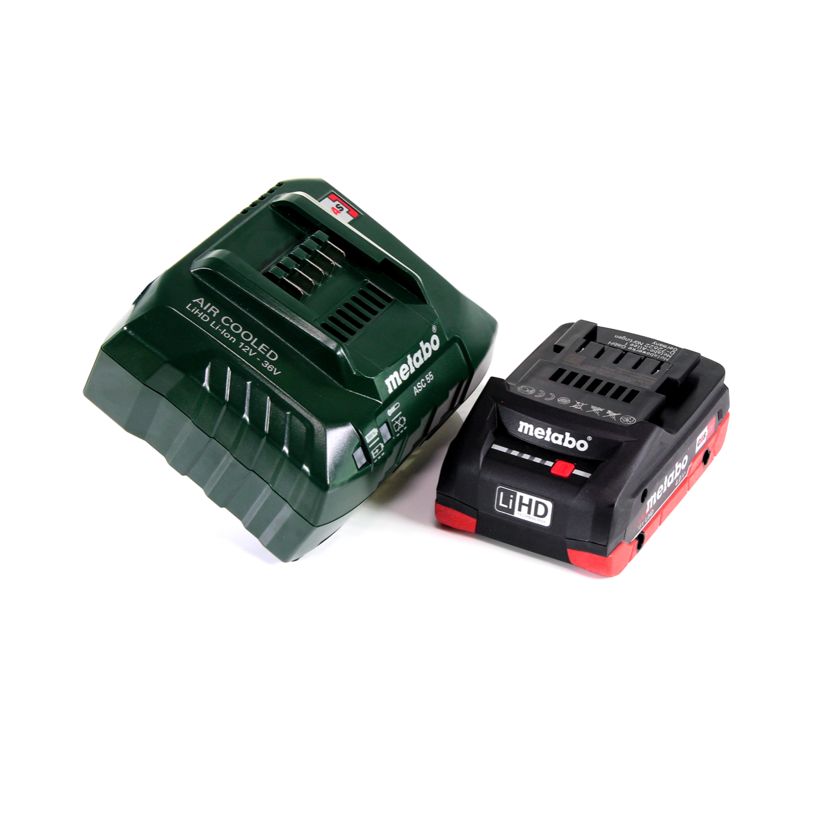 Metabo PA 14,4-18 LED-USB adaptateur secteur pour batterie, kit de base avec 1x batterie LiHD 4,0 Ah + chargeur ASC55