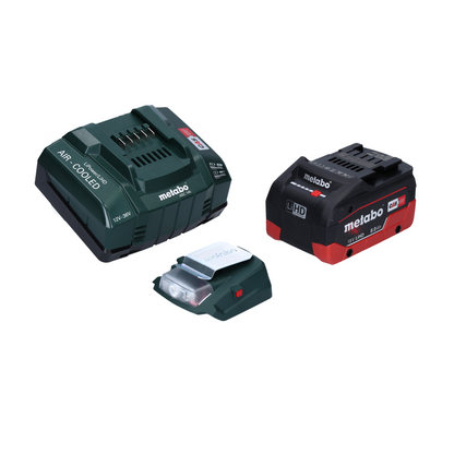 Metabo PA 14.4-18 LED-USB Akku Power Adapter Basis Set mit 1x LiHD Akku 8,0 Ah + Ladegerät ASC145