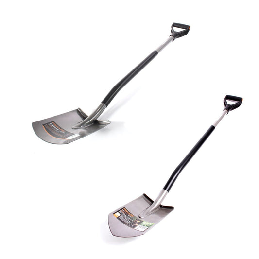 Fiskars Bêche de jardin ergonomique ronde (131400) + Bêche de jardinage ergonomique pointue (131410)