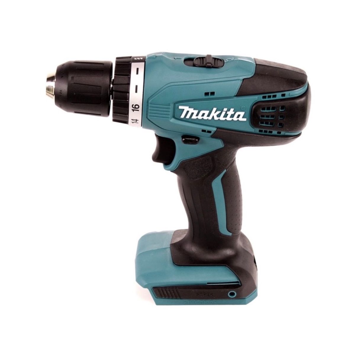 Makita série DK 14004 G avec perceuse-visseuse sans fil DF 347 D 14,4 V + cisaille à gazon UM 165 D + 1 batterie 1,3 Ah + chargeur + tablier de travail