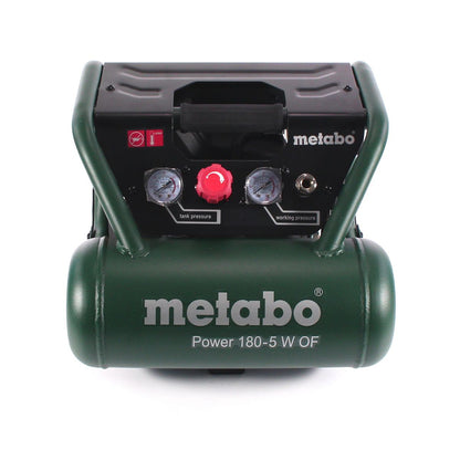 Compresseur Metabo Power 180-5 W OF 8 bar 1,1 kW + tuyau spiralé 7,5 m + soufflette + gonfleur de pneu