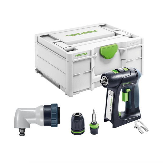 Festool C 18 Basic Akku Bohrschrauber 18 V 45 Nm Brushless Solo + systainer ( 576434 ) + Winkelvorsatz DD-AS  - ohne Akku, ohne Ladegerät ( Nachfolger von 574737 )