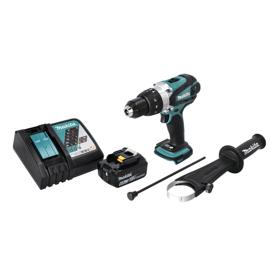 Makita DHP 458 RG1 Perceuse-visseuse à percussion sans fil 18 V 91 Nm + 1x Batterie 6,0 Ah + Chargeur