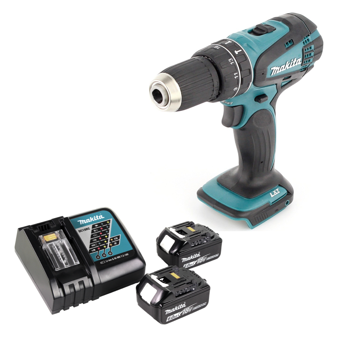 Makita DHP 456 RG1 Perceuse-visseuse à percussion sans fil 18 V 50 Nm + 2x Batteries 6,0 Ah + Chargeur