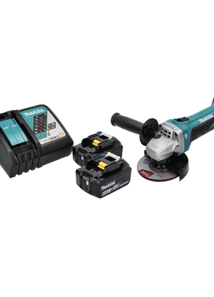 Amoladora angular a batería Makita DGA 452 RG 18 V 115 mm + 2x baterías 6,0 Ah + cargador