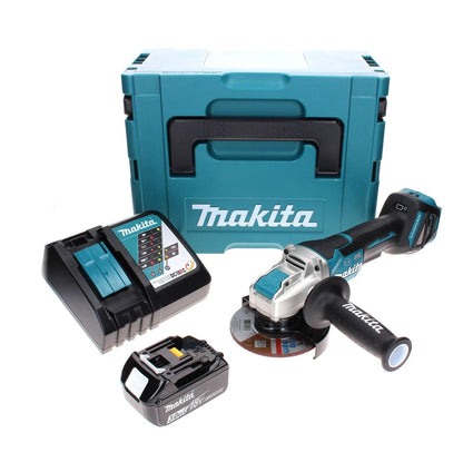 Makita DGA 519 RF1J Meuleuse d'angle sur batterie 18 V 125 mm sans balais X-Lock + 1x batterie 3,0 Ah + chargeur + Makpac