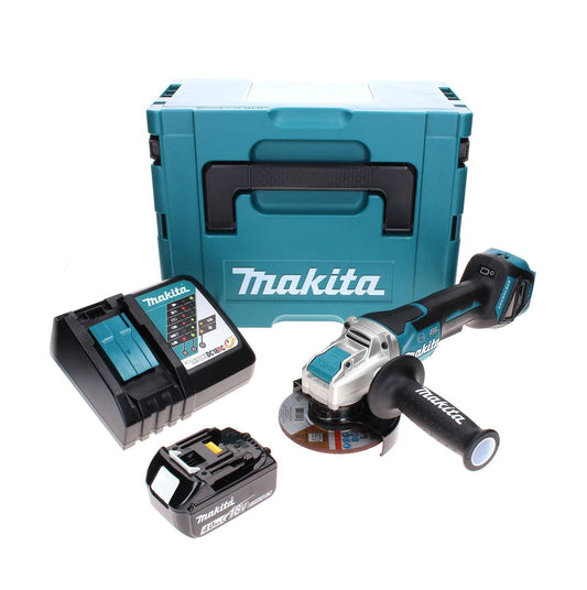 Meuleuse d'angle sur batterie Makita DGA 519 RM1J 18 V 125 mm sans balais X-Lock + 1x batterie 4,0 Ah + chargeur + Makpac