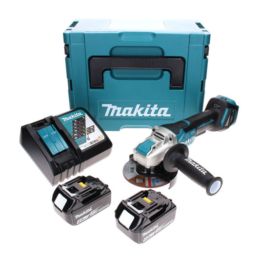 Makita DGA 519 RMJ Meuleuse d'angle sans balais 18 V 125 mm X-Lock + 2x batterie 4,0 Ah + chargeur + Makpac